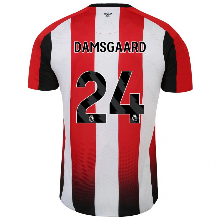 Danxen Damen Mikkel Damsgaard #24 Rot Weiß Heimtrikot Trikot 2024/25 T-Shirt
