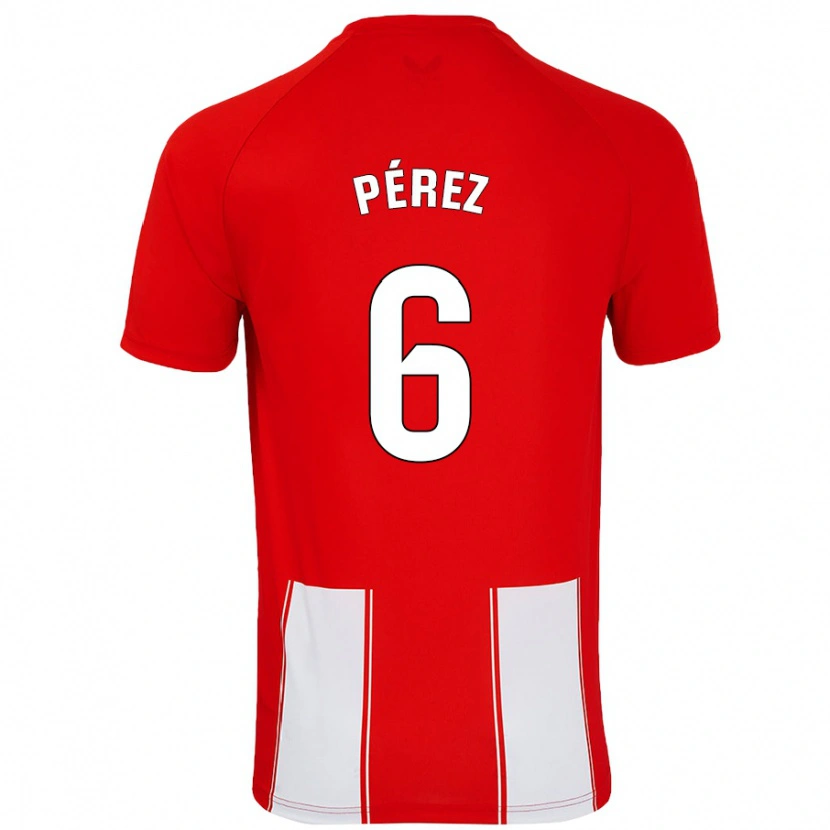 Danxen Damen René Pérez #6 Rot Weiß Heimtrikot Trikot 2024/25 T-Shirt