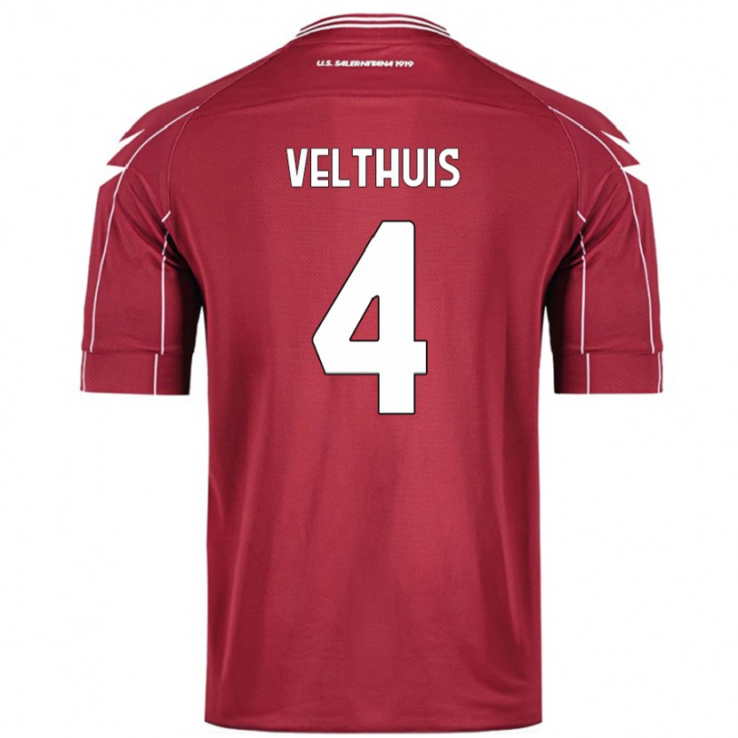 Danxen Damen Tijs Velthuis #4 Burgundrot Heimtrikot Trikot 2024/25 T-Shirt