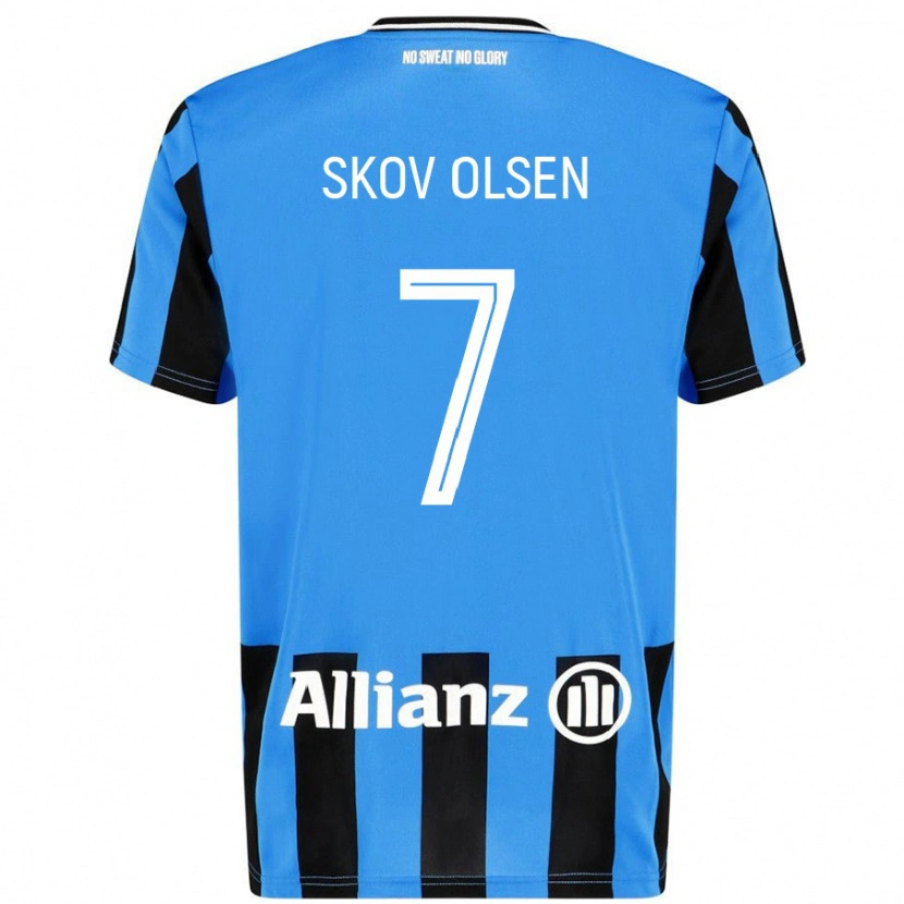 Danxen Damen Andreas Skov Olsen #7 Himmelblau Schwarz Heimtrikot Trikot 2024/25 T-Shirt