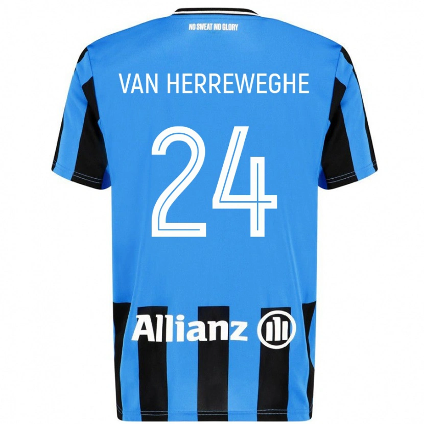 Danxen Damen Febe Van Herreweghe #24 Himmelblau Schwarz Heimtrikot Trikot 2024/25 T-Shirt