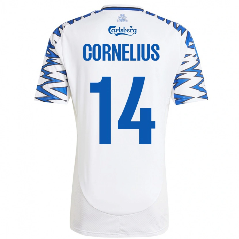 Danxen Damen Andreas Cornelius #14 Weiß Himmelblau Heimtrikot Trikot 2024/25 T-Shirt