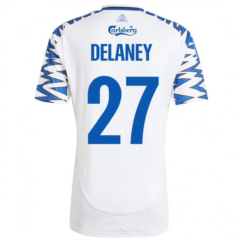 Danxen Damen Thomas Delaney #27 Weiß Himmelblau Heimtrikot Trikot 2024/25 T-Shirt