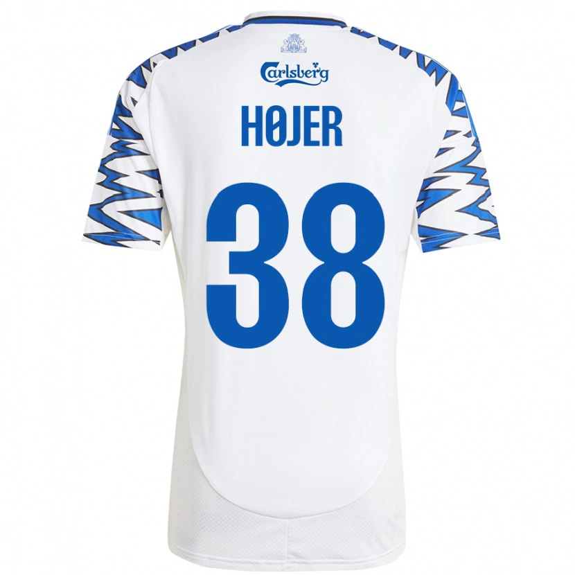 Danxen Damen Oliver Højer #38 Weiß Himmelblau Heimtrikot Trikot 2024/25 T-Shirt