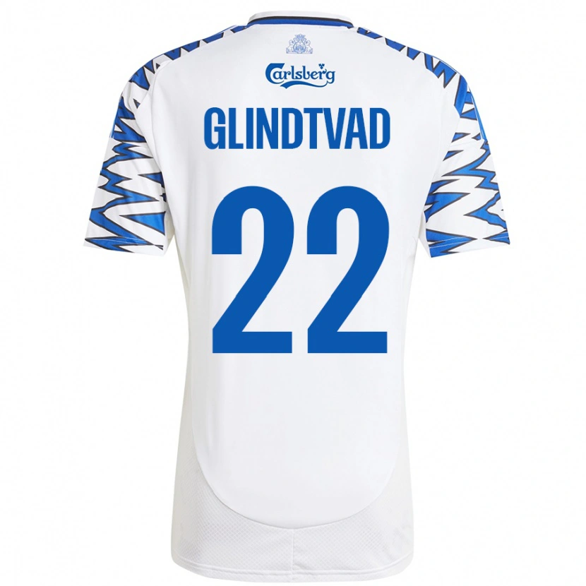 Danxen Damen William Glindtvad #22 Weiß Himmelblau Heimtrikot Trikot 2024/25 T-Shirt