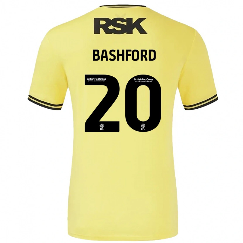 Danxen Damen Mary Bashford #20 Gelb Schwarz Auswärtstrikot Trikot 2024/25 T-Shirt