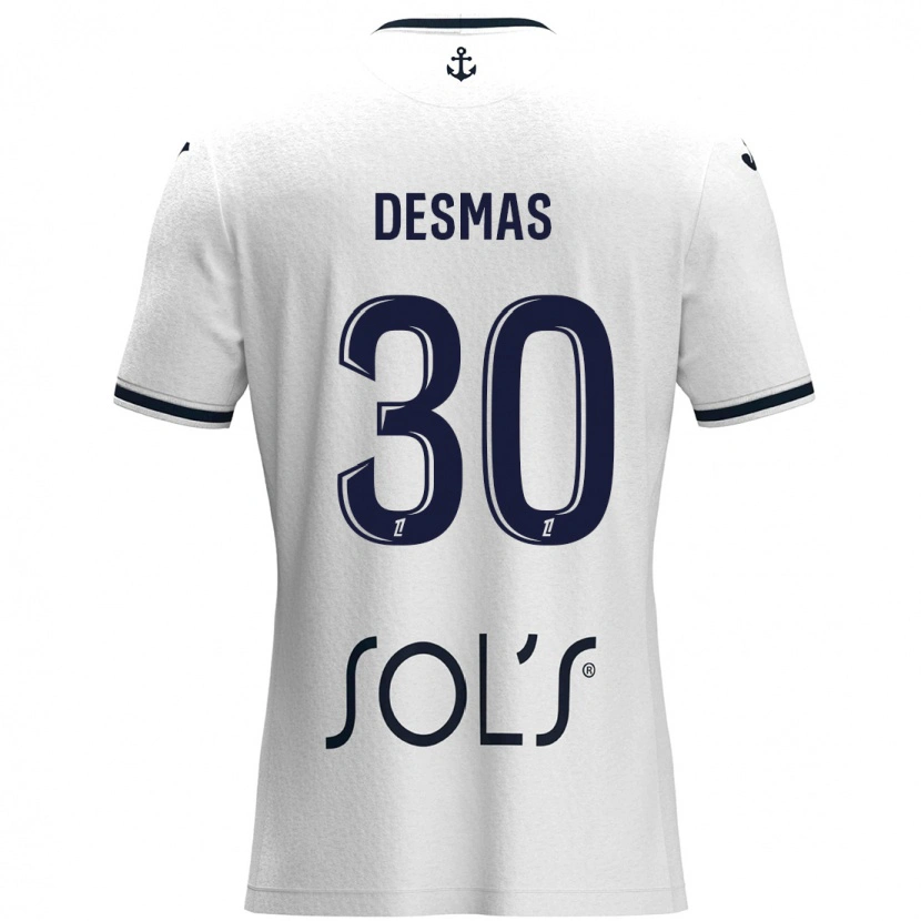 Danxen Damen Arthur Desmas #30 Weiß Dunkelblau Auswärtstrikot Trikot 2024/25 T-Shirt