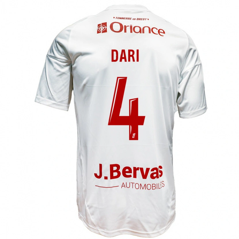 Danxen Damen Achraf Dari #4 Weiß Rot Auswärtstrikot Trikot 2024/25 T-Shirt
