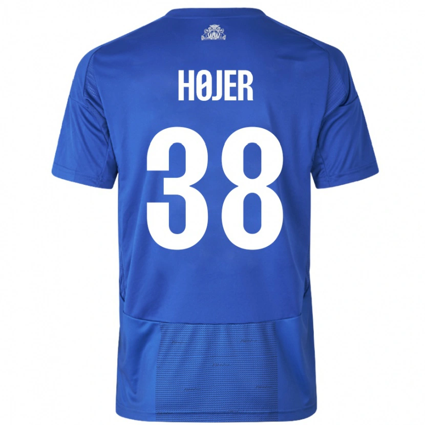 Danxen Damen Oliver Højer #38 Weiß Blau Auswärtstrikot Trikot 2024/25 T-Shirt