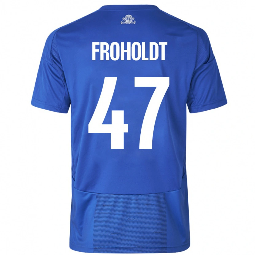 Danxen Damen Victor Froholdt #47 Weiß Blau Auswärtstrikot Trikot 2024/25 T-Shirt