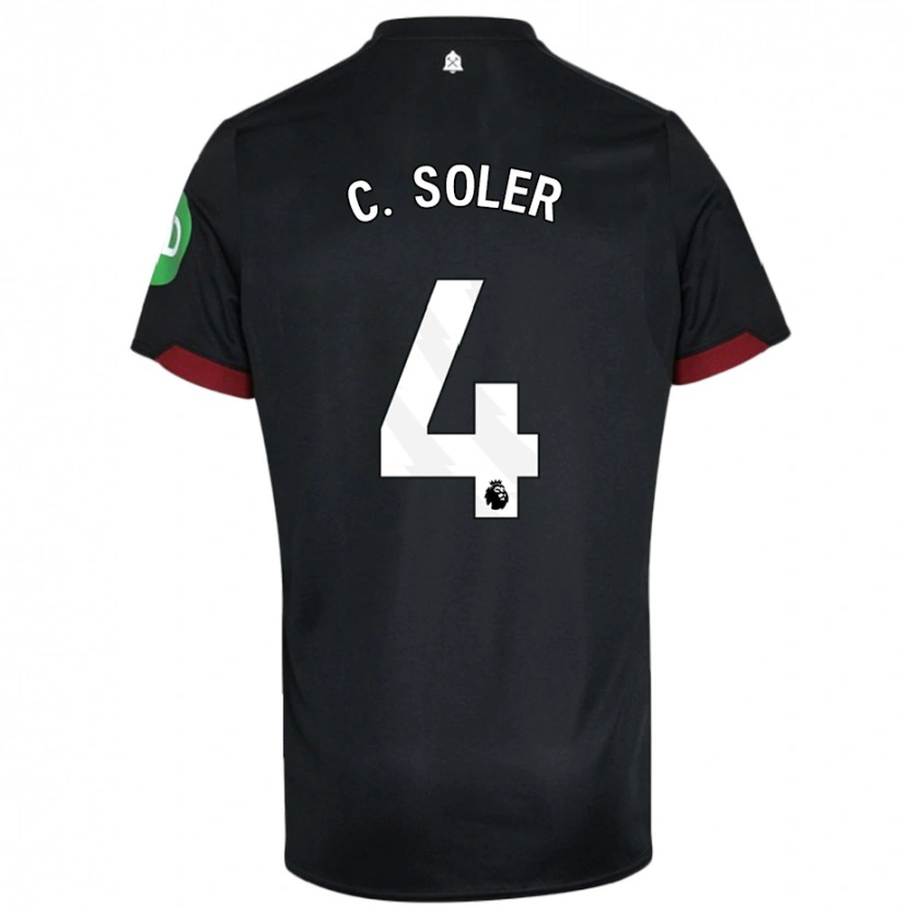 Danxen Kinder Carlos Soler #4 Schwarz Weiß Auswärtstrikot Trikot 2024/25 T-Shirt