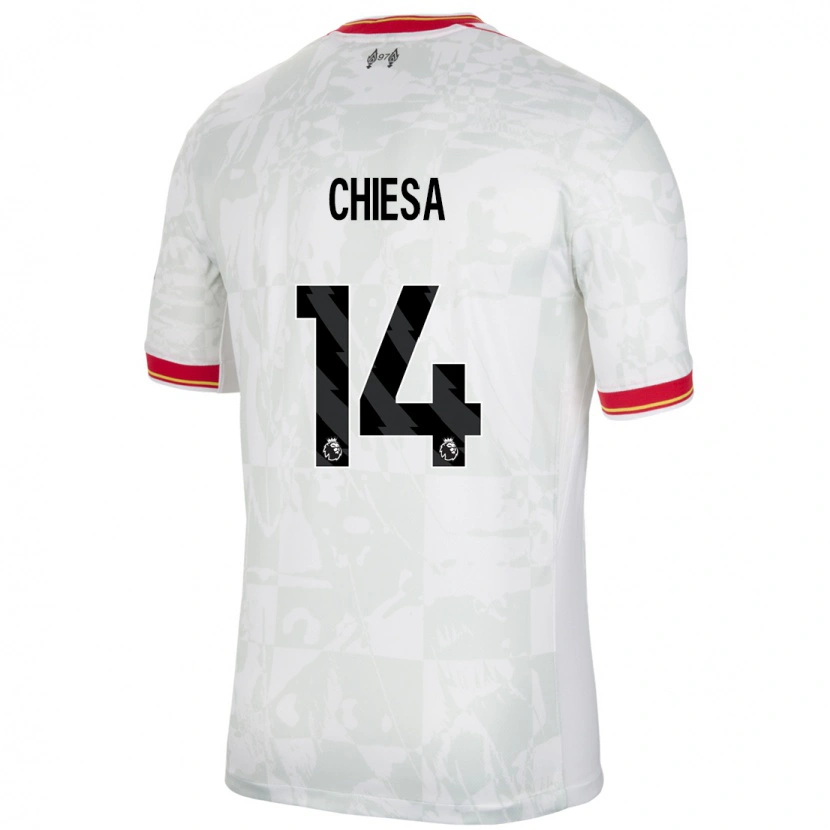 Danxen Kinder Federico Chiesa #14 Weiß Rot Schwarz Ausweichtrikot Trikot 2024/25 T-Shirt