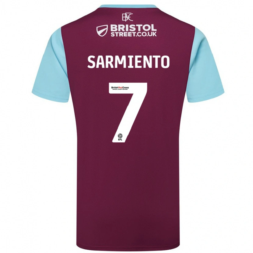 Danxen Kinder Jeremy Sarmiento #7 Burgunderrot Himmelblau Heimtrikot Trikot 2024/25 T-Shirt