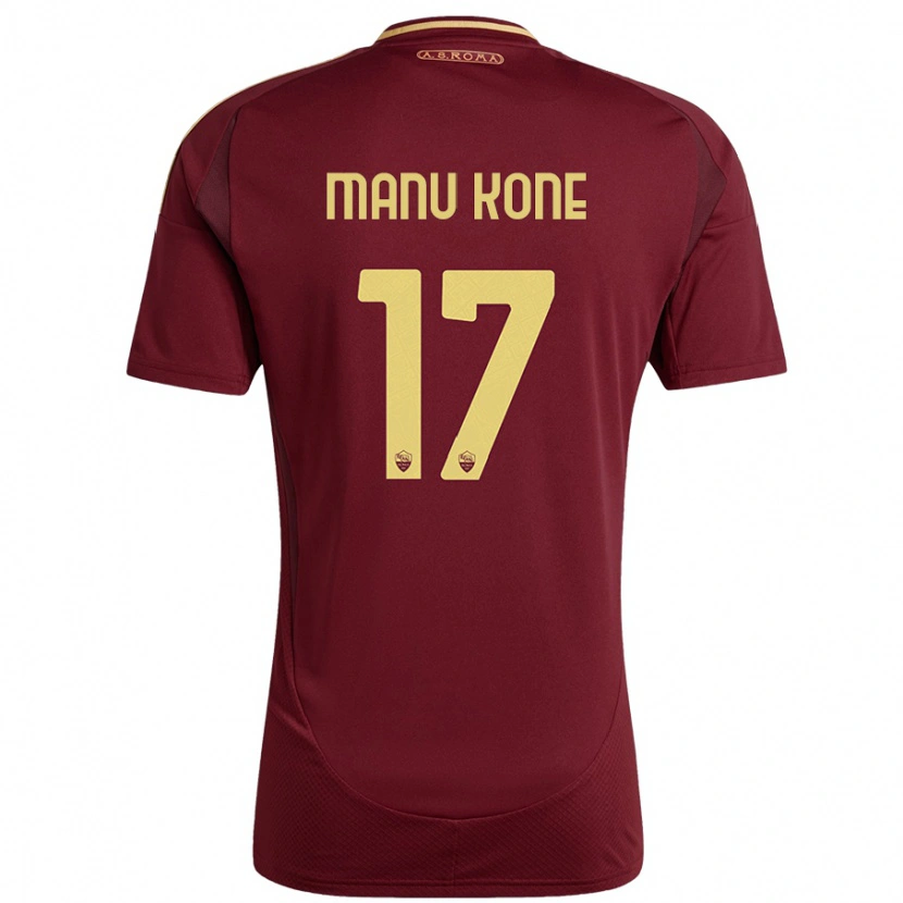 Danxen Kinder Manu Koné #17 Rot Braun Gold Heimtrikot Trikot 2024/25 T-Shirt