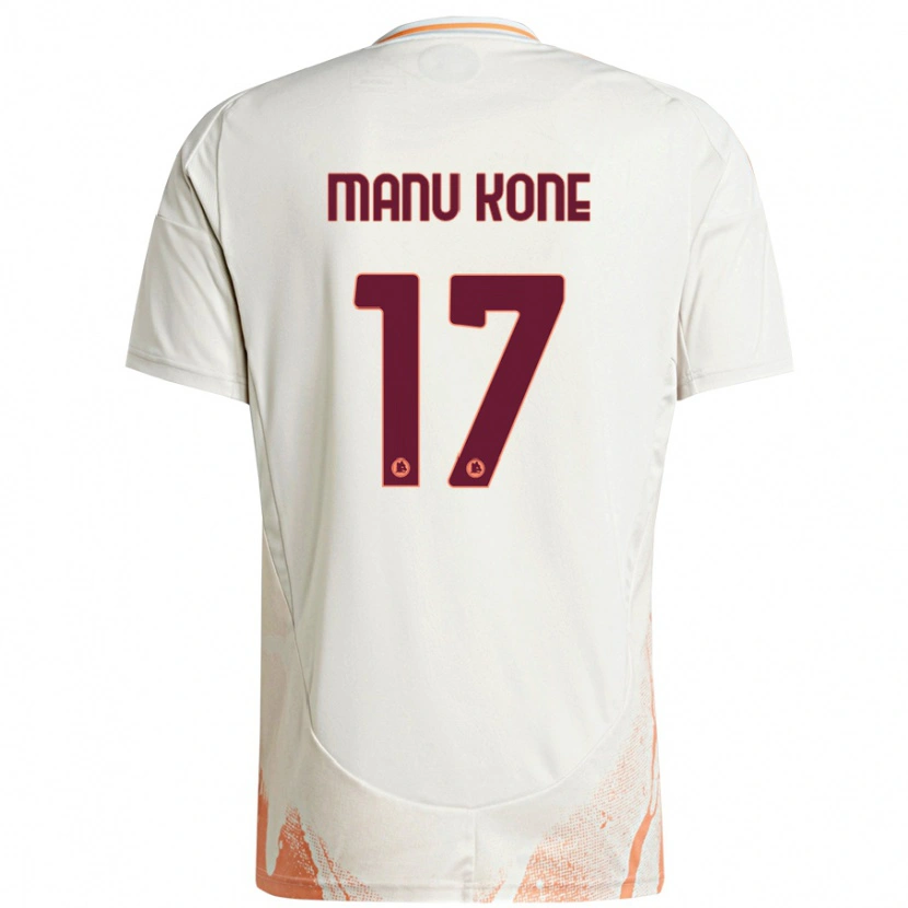 Danxen Kinder Manu Koné #17 Cremeweiß Orange Auswärtstrikot Trikot 2024/25 T-Shirt