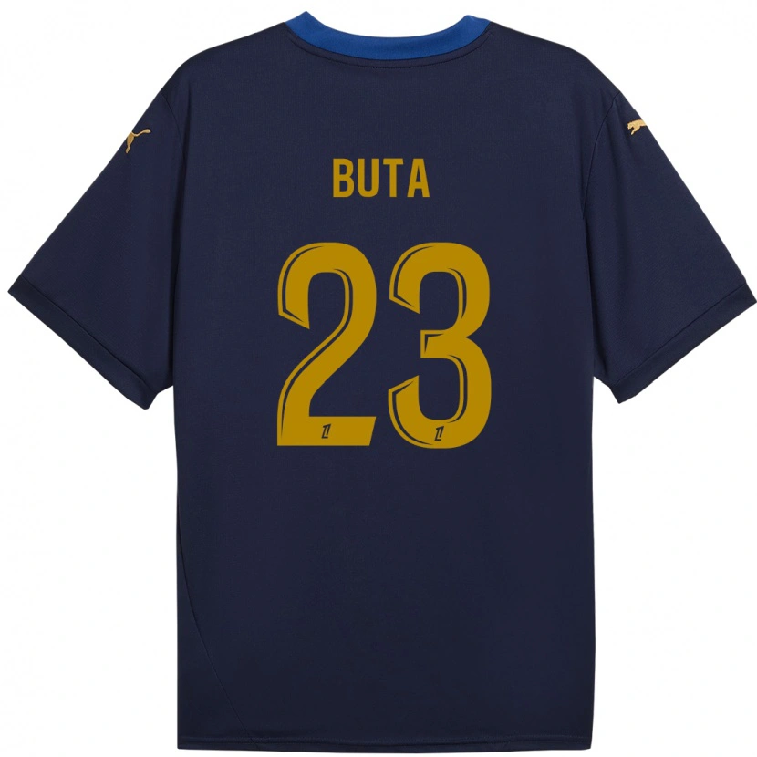 Danxen Kinder Aurélio Buta #23 Marineblau Gold Auswärtstrikot Trikot 2024/25 T-Shirt