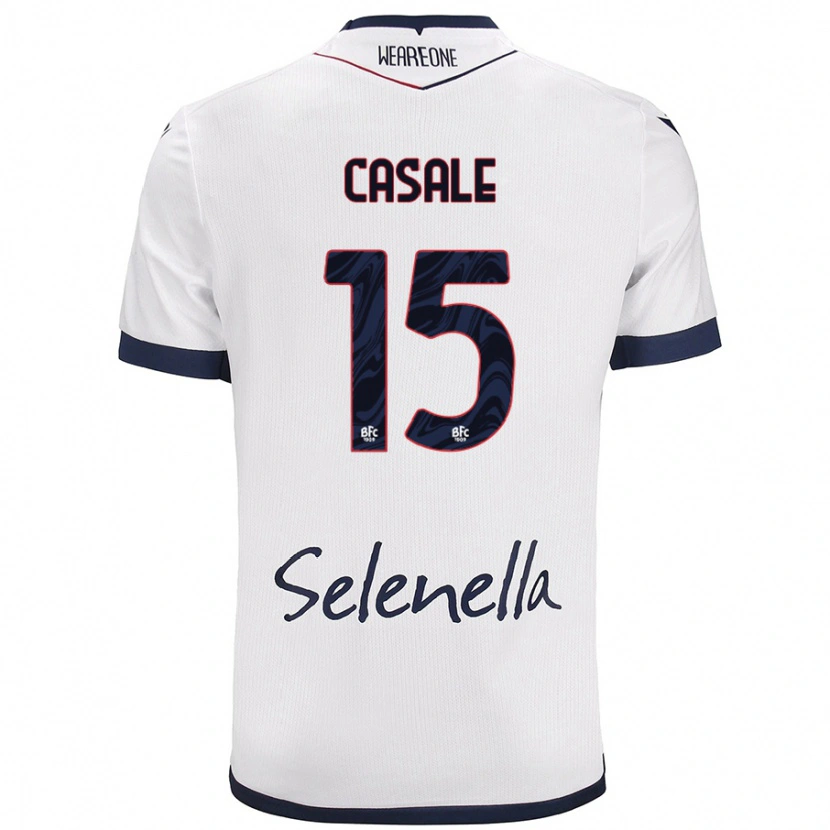 Danxen Kinder Nicolò Casale #15 Weiß Königsblau Auswärtstrikot Trikot 2024/25 T-Shirt