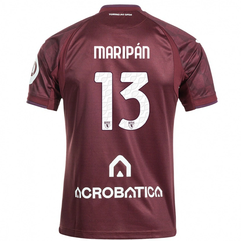 Danxen Kinder Guillermo Maripán #13 Kastanienbraun Weiß Heimtrikot Trikot 2024/25 T-Shirt