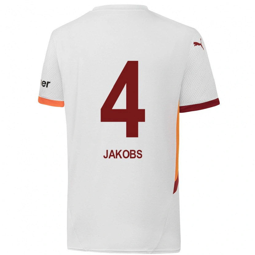 Danxen Kinder Ismail Jakobs #4 Weiß Gelb Rot Auswärtstrikot Trikot 2024/25 T-Shirt