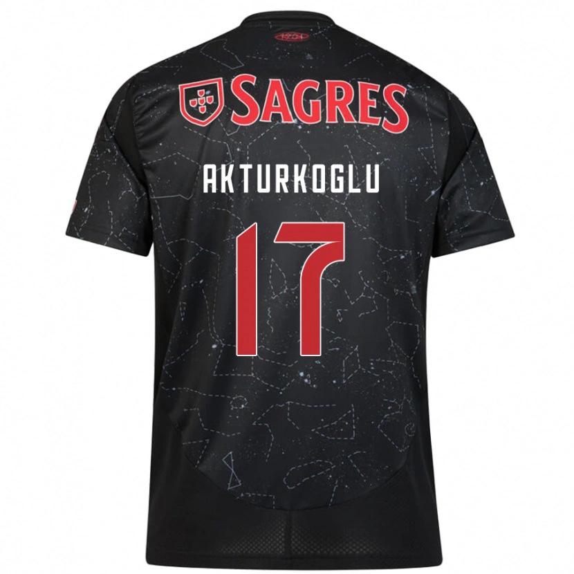 Danxen Kinder Kerem Aktürkoğlu #17 Schwarz Rot Auswärtstrikot Trikot 2024/25 T-Shirt