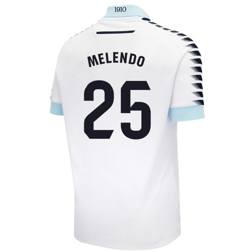 Danxen Kinder Óscar Melendo #25 Weiß Blau Auswärtstrikot Trikot 2024/25 T-Shirt