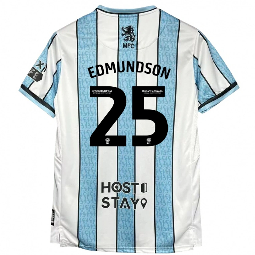 Danxen Kinder George Edmundson #25 Weiß Blau Auswärtstrikot Trikot 2024/25 T-Shirt