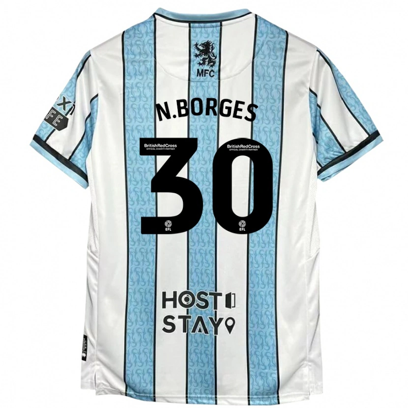 Danxen Kinder Neto Borges #30 Weiß Blau Auswärtstrikot Trikot 2024/25 T-Shirt