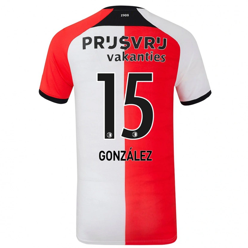 Danxen Herren Facundo González #15 Rot Weiß Heimtrikot Trikot 2024/25 T-Shirt