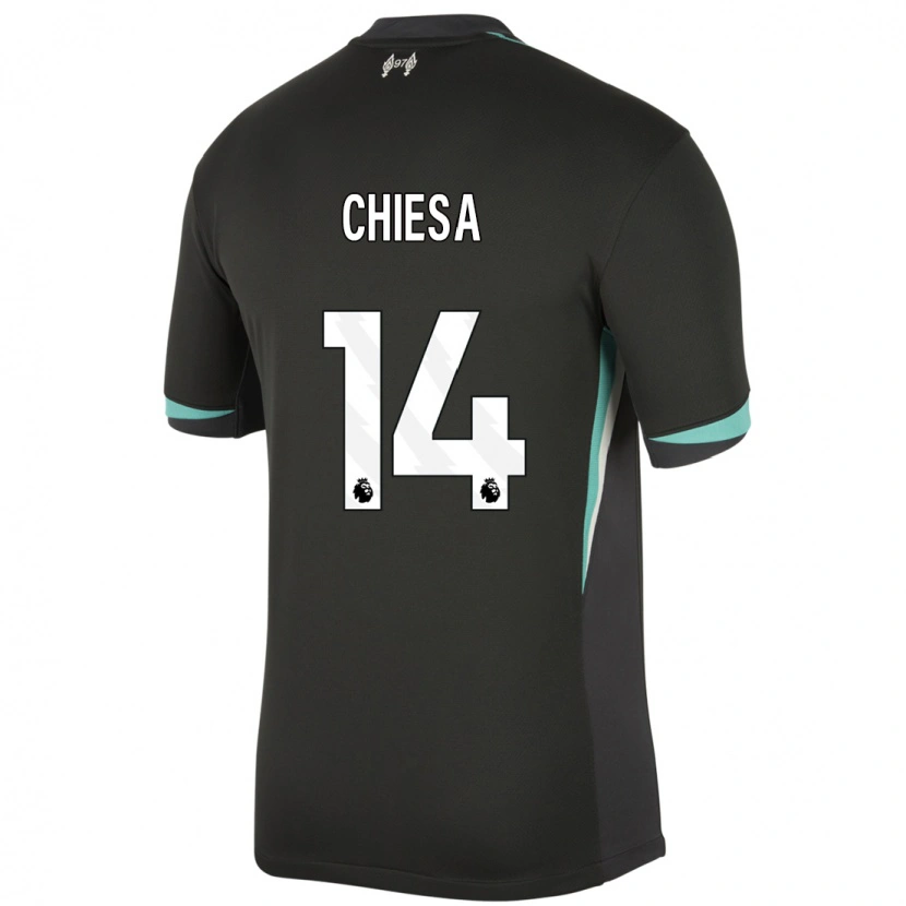 Danxen Herren Federico Chiesa #14 Schwarz Anthrazitweiß Auswärtstrikot Trikot 2024/25 T-Shirt