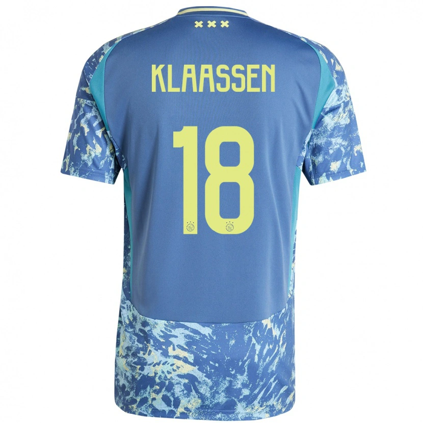 Danxen Herren Davy Klaassen #18 Grau Blau Gelb Auswärtstrikot Trikot 2024/25 T-Shirt