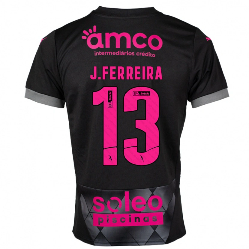 Danxen Herren João Ferreira #13 Schwarz Rosa Auswärtstrikot Trikot 2024/25 T-Shirt