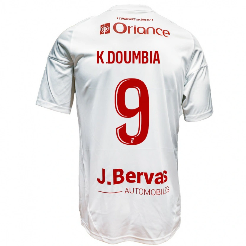 Danxen Herren Kamory Doumbia #9 Weiß Rot Auswärtstrikot Trikot 2024/25 T-Shirt