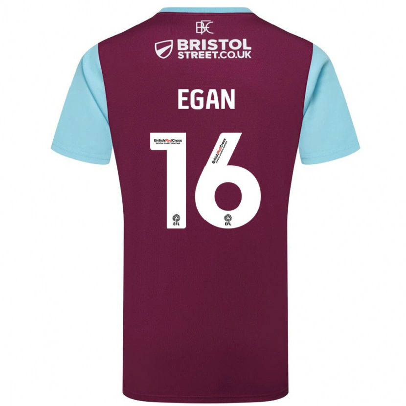 Danxen Herren John Egan #16 Burgunderrot Himmelblau Heimtrikot Trikot 2024/25 T-Shirt