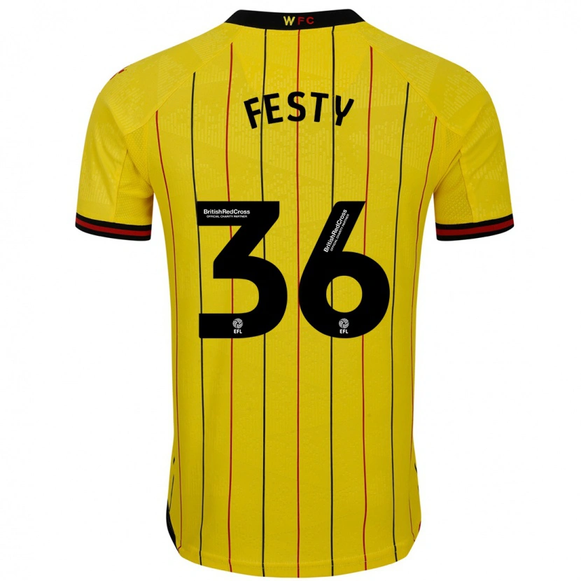 Danxen Herren Festy Ebosele #36 Gelb Schwarz Heimtrikot Trikot 2024/25 T-Shirt