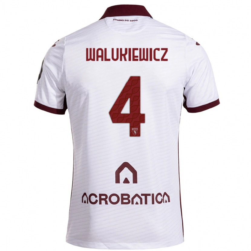 Danxen Herren Sebastian Walukiewicz #4 Weiß Kastanienbraun Auswärtstrikot Trikot 2024/25 T-Shirt