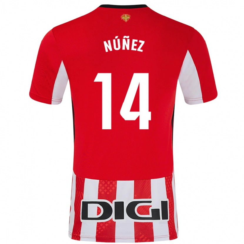 Danxen Damen Unai Núñez #14 Rot Weiß Heimtrikot Trikot 2024/25 T-Shirt