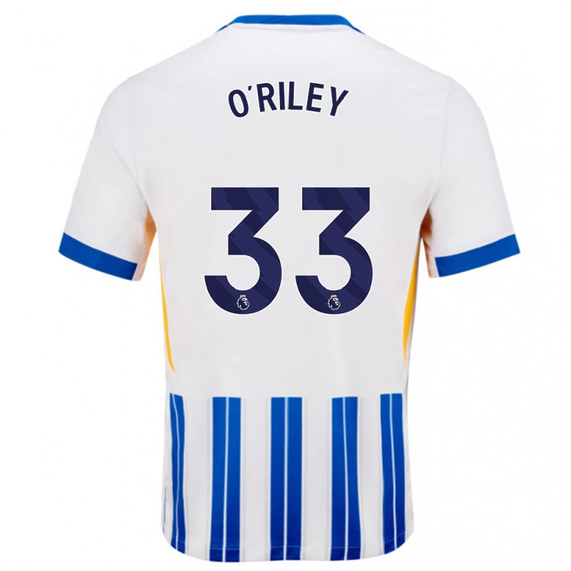 Danxen Damen Matt O'riley #33 Weiß Blaue Nadelstreifen Heimtrikot Trikot 2024/25 T-Shirt